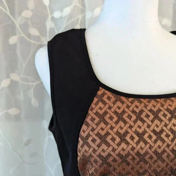 Nic & Zoe Sleeveless Black with Brownish Gold Design Dress, Size 8 - Picture 3 of 8